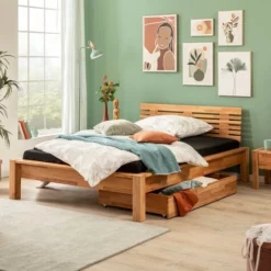 Massivholzbett 140x200 Cm Smoke Three -Maison Verkaufsgeschäft FJPG S700 468